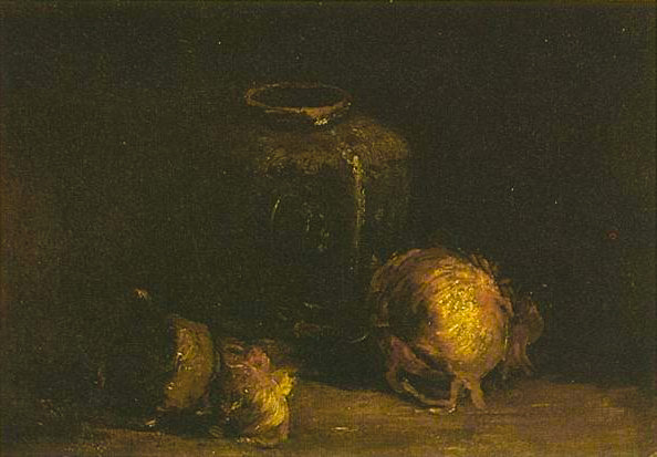 Картина Ван Гога Натюрморт с рыжим кувшином и луковицами 1885